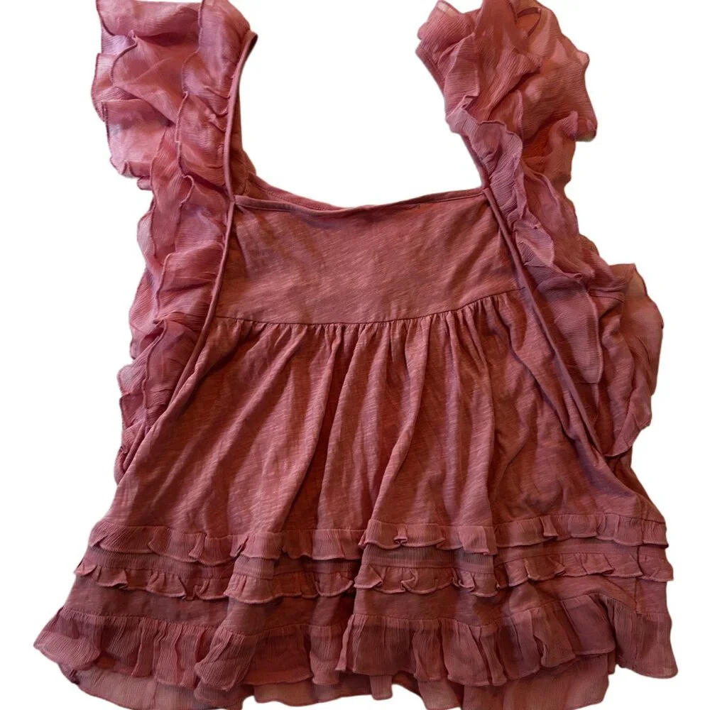 Anthropologie Mauve Pink Frilly Tank Top – NWT, Size XL - Picture 2 of 4